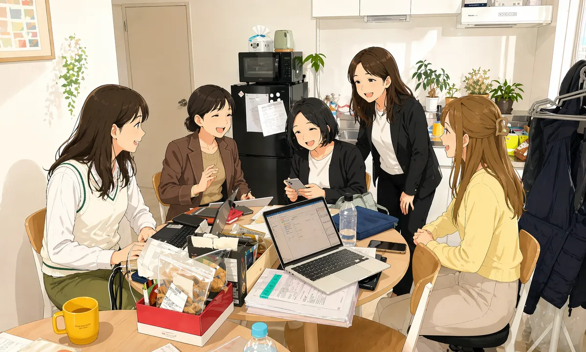 スタッフが笑顔で集まっている様子